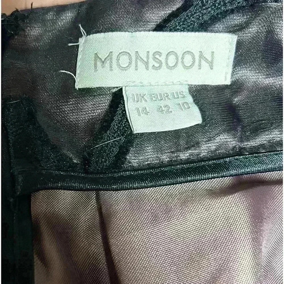 Monsoon black lace lilac iridescent formal occasion midi A line skirt size 10 - Picture 8 of 11